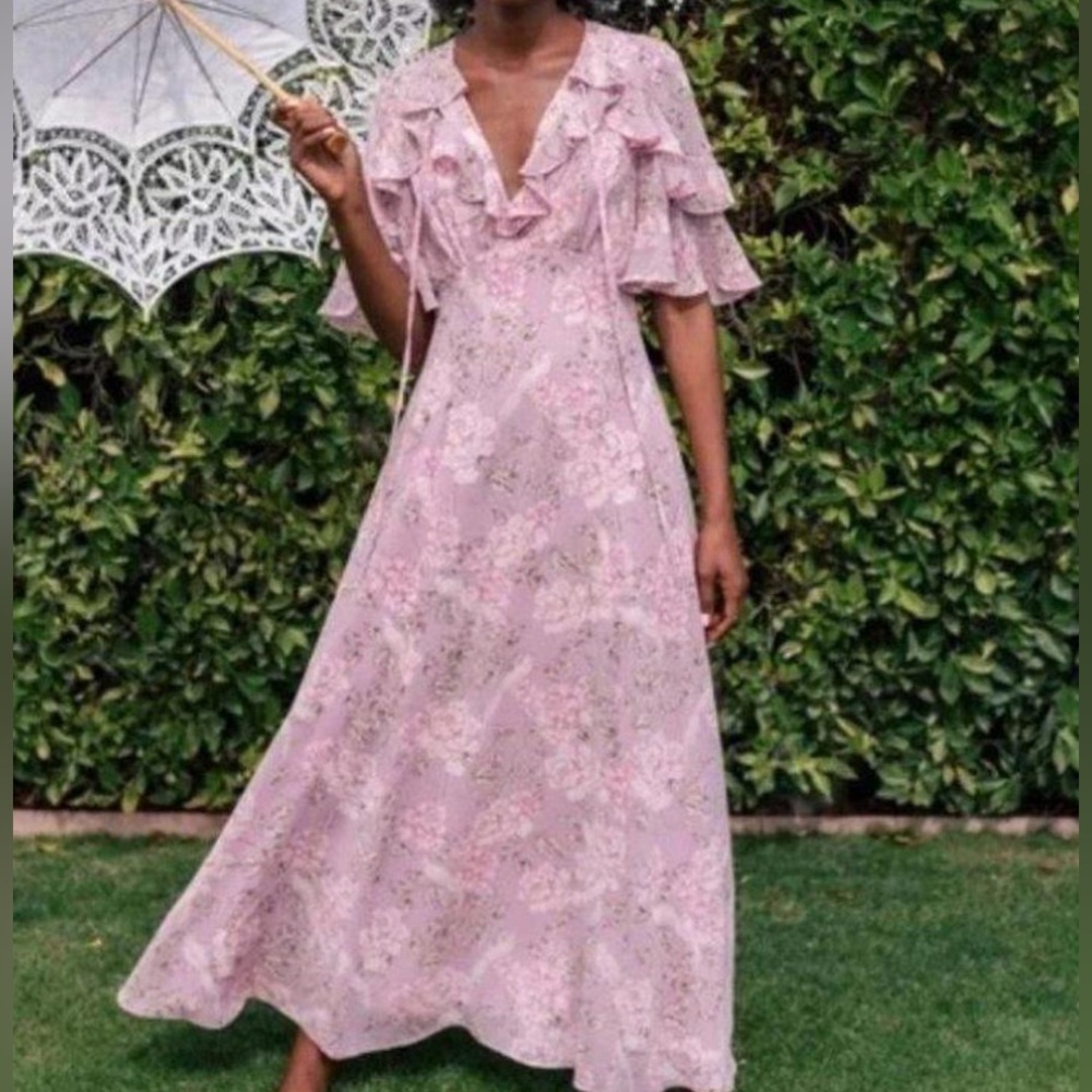 BNWT Soft Mauve Floral Maxi Dress - Size 2